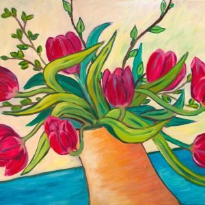 Kunstdruck 30 x 40 cm, "Rote Tulpen" (Lebensfreude)