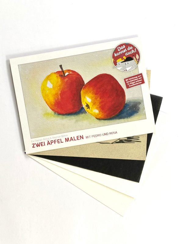 Zwei Äpfel malen - Lernkarte DIN A5