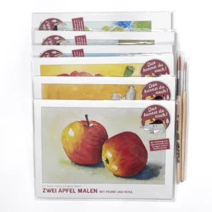 6 Lernkarten Malen mit 2 Pinseln