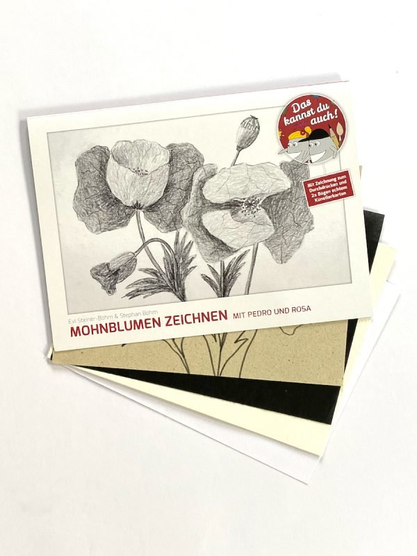 Mohnblumen zeichnen - Lernkarte DIN A5