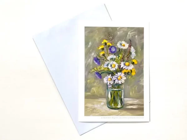 Oberpfalzbilder - DIN A5 Grußkarte "Margeriten, Habichtskraut und Witwenblumen"