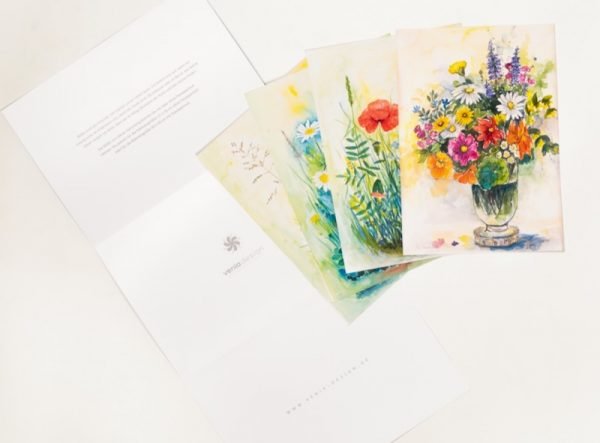 Kunstdruckmappe 21 x 30 cm, "Gute Wünsche mit Blumen"